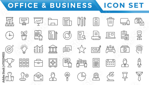 Business and Finance web icons in line style. Money, bank, contact, infographic. Icon collection