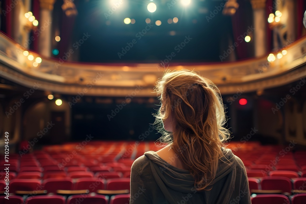 A Opera Performer Looking at The Theater From The Stage - obrazy, fototapety, plakaty 