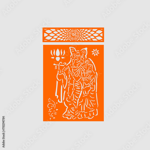 hindi gods radha krishna with lotus flower cnc laser cutting jaali