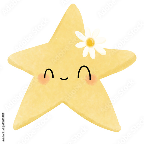 Canvas Print Smiley star with daisy flower