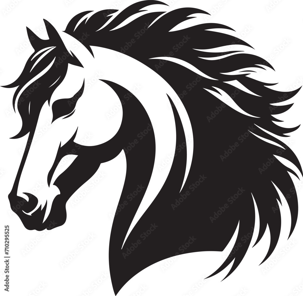 horse head silhouette, vector artwork of horse head