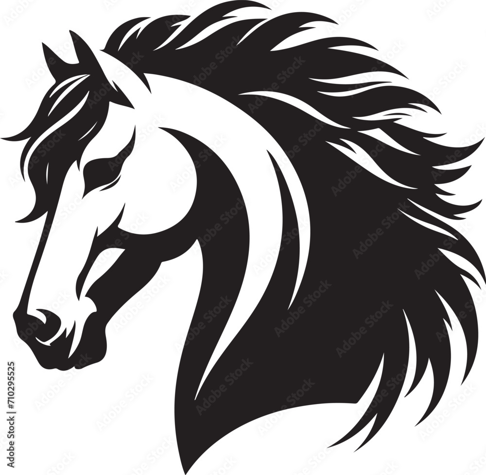Obraz premium horse head silhouette, vector artwork of horse head