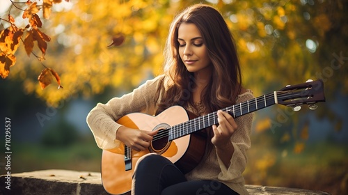A woman in casual attire playing a musical instrument , woman, casual attire, playing, musical instrument