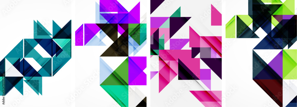 Set of abstract random triangle composition backgrounds. Vector illustration for for wallpaper, business card, cover, poster, banner, brochure, header, website Set of abstract random triangle composition backgrounds. Vector illustration for for wallpaper, business card, cover, poster, banner, brochure, header, website