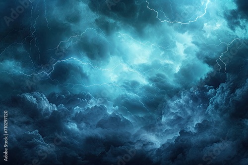 electric blue color of the lightning contrasts sharply against the darker tones of the stormy skies