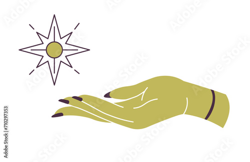 Mystic hand holding star, spiritual practices