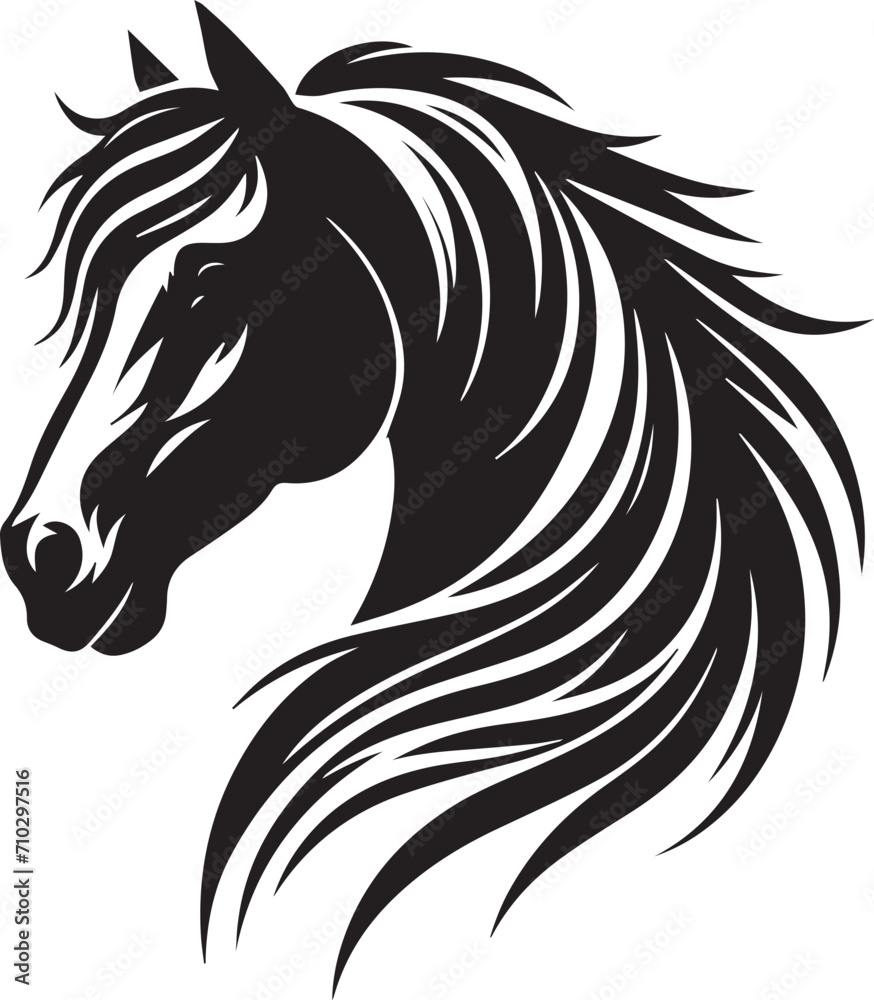 horse head silhouette, vector artwork of horse head