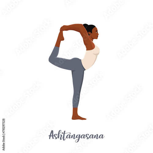 Woman doing Eight-Limbed Yoga Pose Ashtangasana. Flat vector illustration isolated on white background