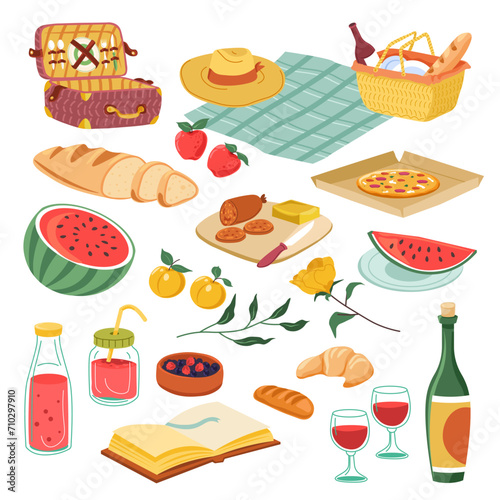 Set of things for outdoor recreation and picnic