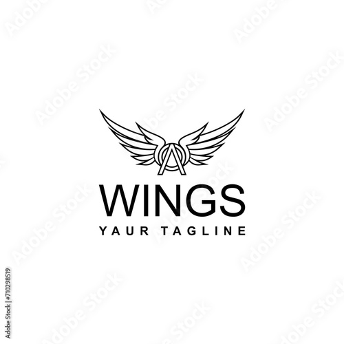 Free Download Initial logo ''A'' wing line art - GFXLoad