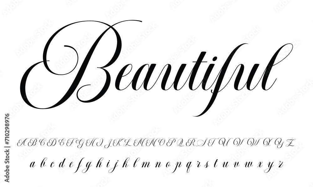 Signature script lettering font - obrazy, fototapety, plakaty 