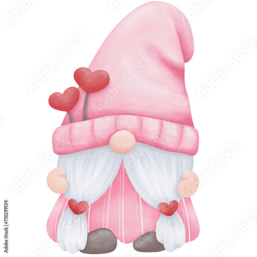 Pink gnome, cute character clipart, PNG file no background