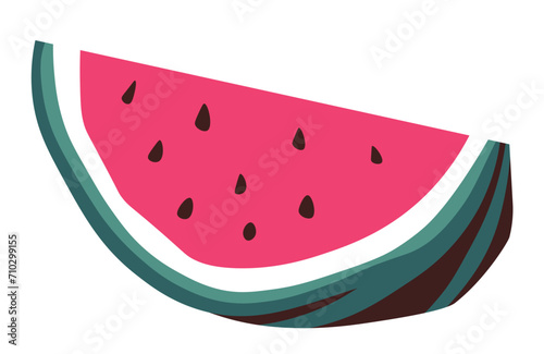 Slice of fresh watermelons with seeds, vector