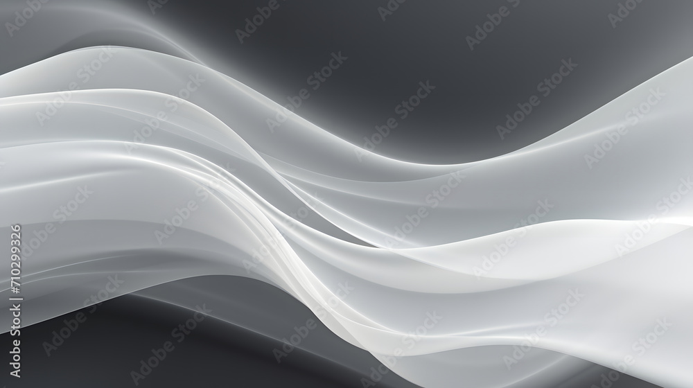Fototapeta premium A seamless abstract white and black texture background featuring elegant swirling curves in a wave pattern, set against a black fabric material background.
