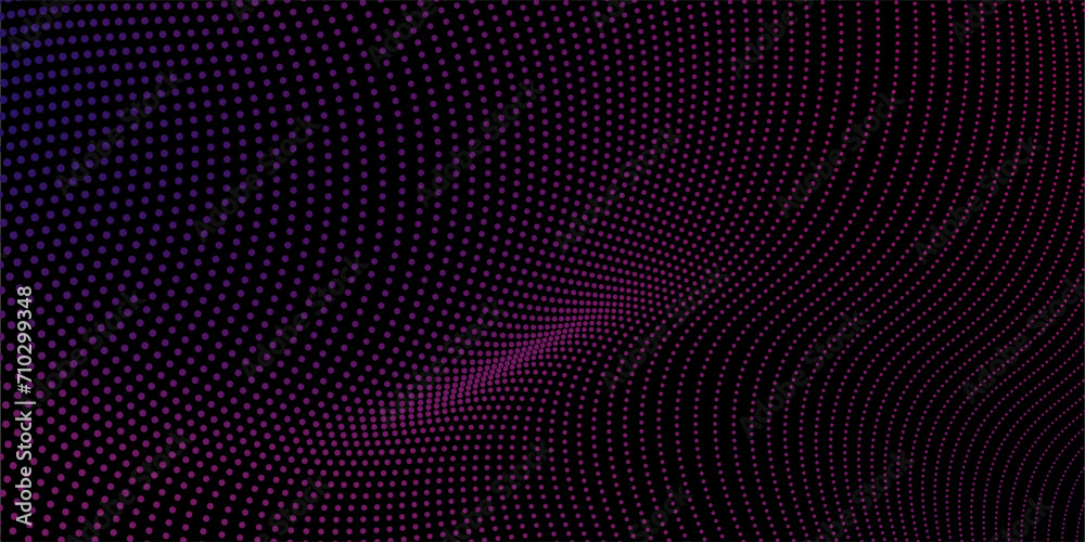 Dark abstract background with glowing wave. Shiny moving lines design element. Modern purple blue gradient flowing wave lines. Futuristic technology concept. Vector dots halftone dynamic arts modern Dark abstract background with glowing wave. Shiny moving lines design element. Modern purple blue gradient flowing wave lines. Futuristic technology concept. Vector dots halftone dynamic arts modern
