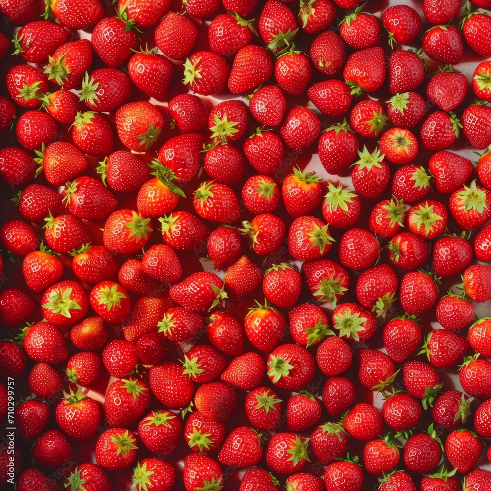 Luscious red strawberries filling the frame, epitomizing abundance and natural sweetness, ideal for food and nutrition themes Luscious red strawberries filling the frame, epitomizing abundance and natural sweetness, ideal for food and nutrition themes