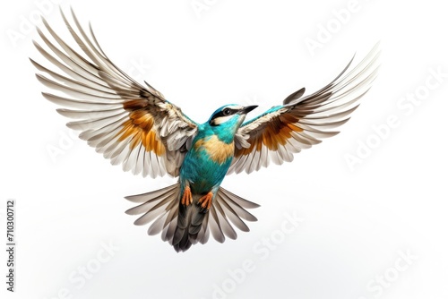 exotic bird flying on white background