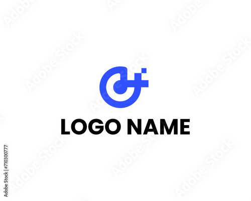 Technology logo design template with letter c