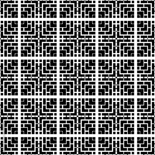 Vector pattern created by squares object and lines in monochrome style