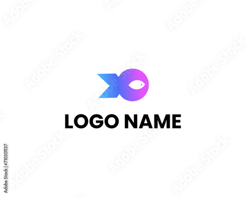 Modern X fish logo design template vector