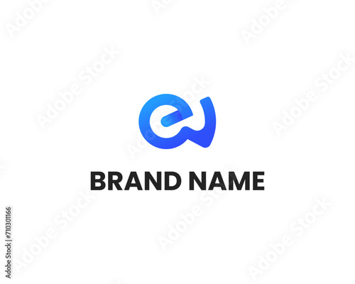 EW modern 3d letter business logo design template