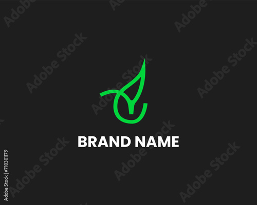 Eco and Agriculture, leaf logo design with letter Y