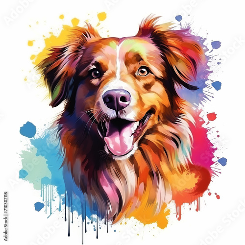 colorful dog head watercolor clipart illustration for t shirt,wallpaper, kids design