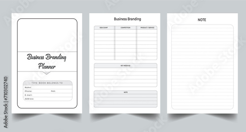 Editable Business Branding Planner Kdp Interior printable template Design.
