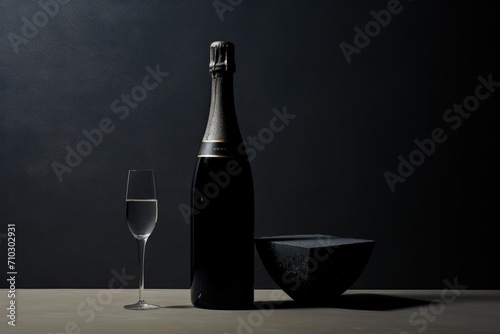 minimalist champagne bottle mockup