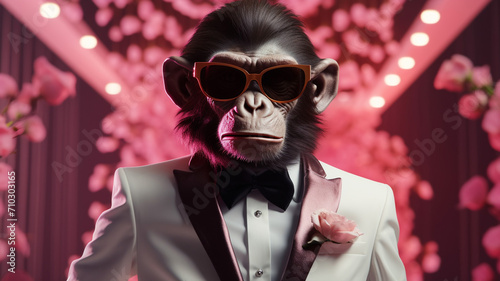 Spy Monkey in a Tuxedo and VR Gadgets Attending photo