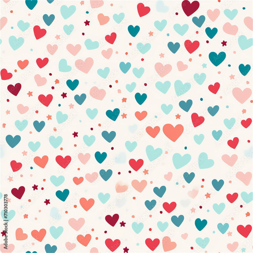 Seamless pattern :Whimsical Hearts and Stars Pattern
