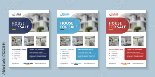 Real estate flyer design template set photo
