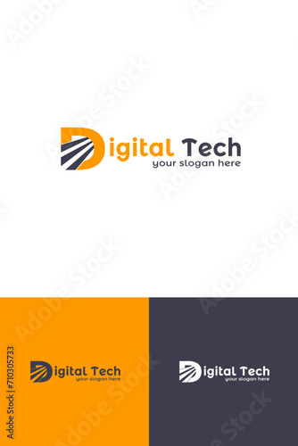 Digital tech logo in vector, hand-drawn logo
