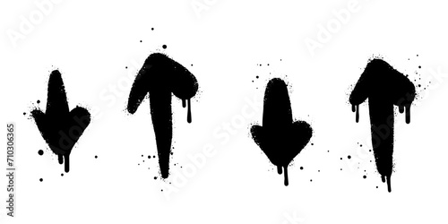 collection of Spray painted graffiti Arrow in black over white. isolated on white background. vector illustration