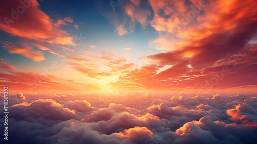 amazing view of sunset sky with dramatic clouds background © Aura