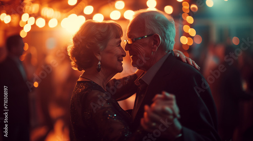 senior couple dancing in a party