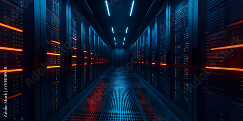 Server racks in server room data center photo
