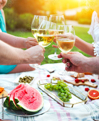 Summer picnic with white wine