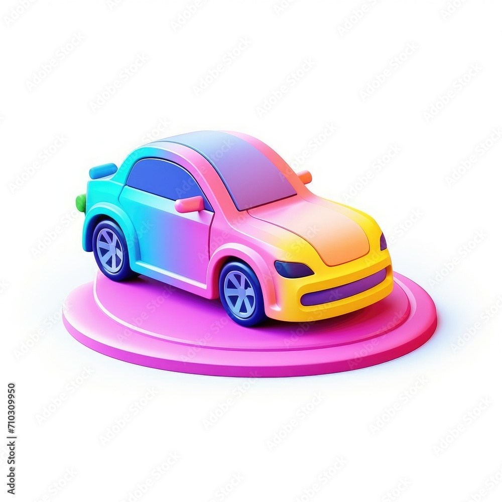 Electric car,electric charge station,colorful pastel color,3d clay icon