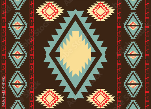 Ethnic tribal fabric textile traditional seamless pattern abstract geometric background vector