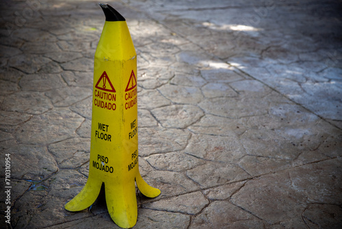 Wet Floor Banana Sign photo