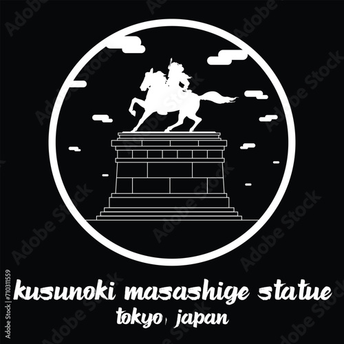 Circle icon line Kusunoki Masashigei statue. vector illustration