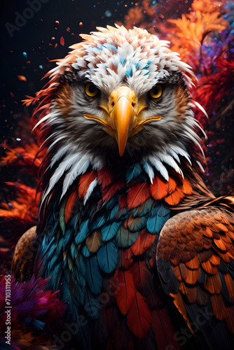Artistic Powerful Multi Color Eagle Portrait Generative AI