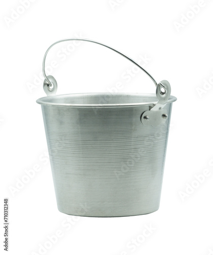 Stainless steel bucket isolated on white background.