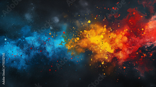 水彩画インクの背景画像_青・赤・黄色の原色 Abstract colorful blue red yellow color painting illustration. Background of watercolor splashes. Primary colors [Generative AI]