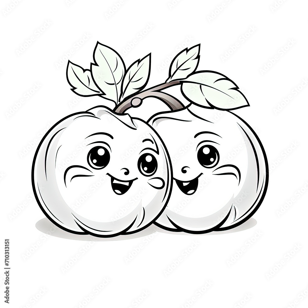 Obraz premium LIne art coloring sheet of fruits character