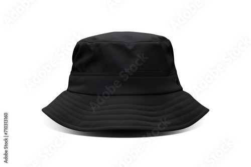 blank black bucket hat mockup on white background