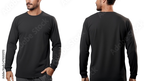 black sweatshirt mockup. Man wearing a plain black sweatshirt