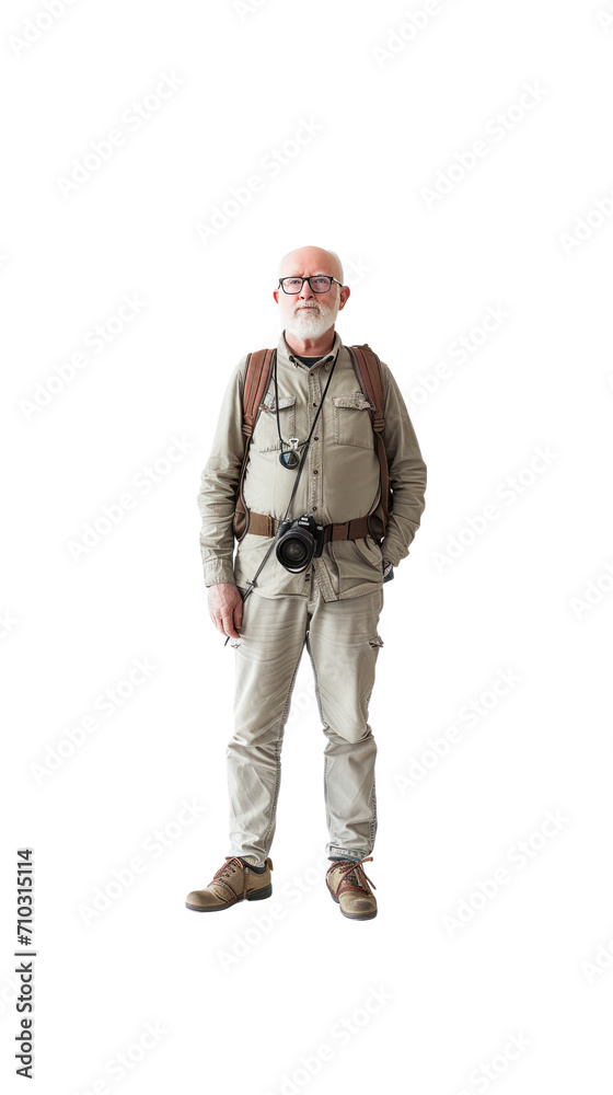 Geographer, full body standing, transparent background