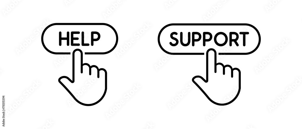 Customer service icon vector set. Outline support symbol